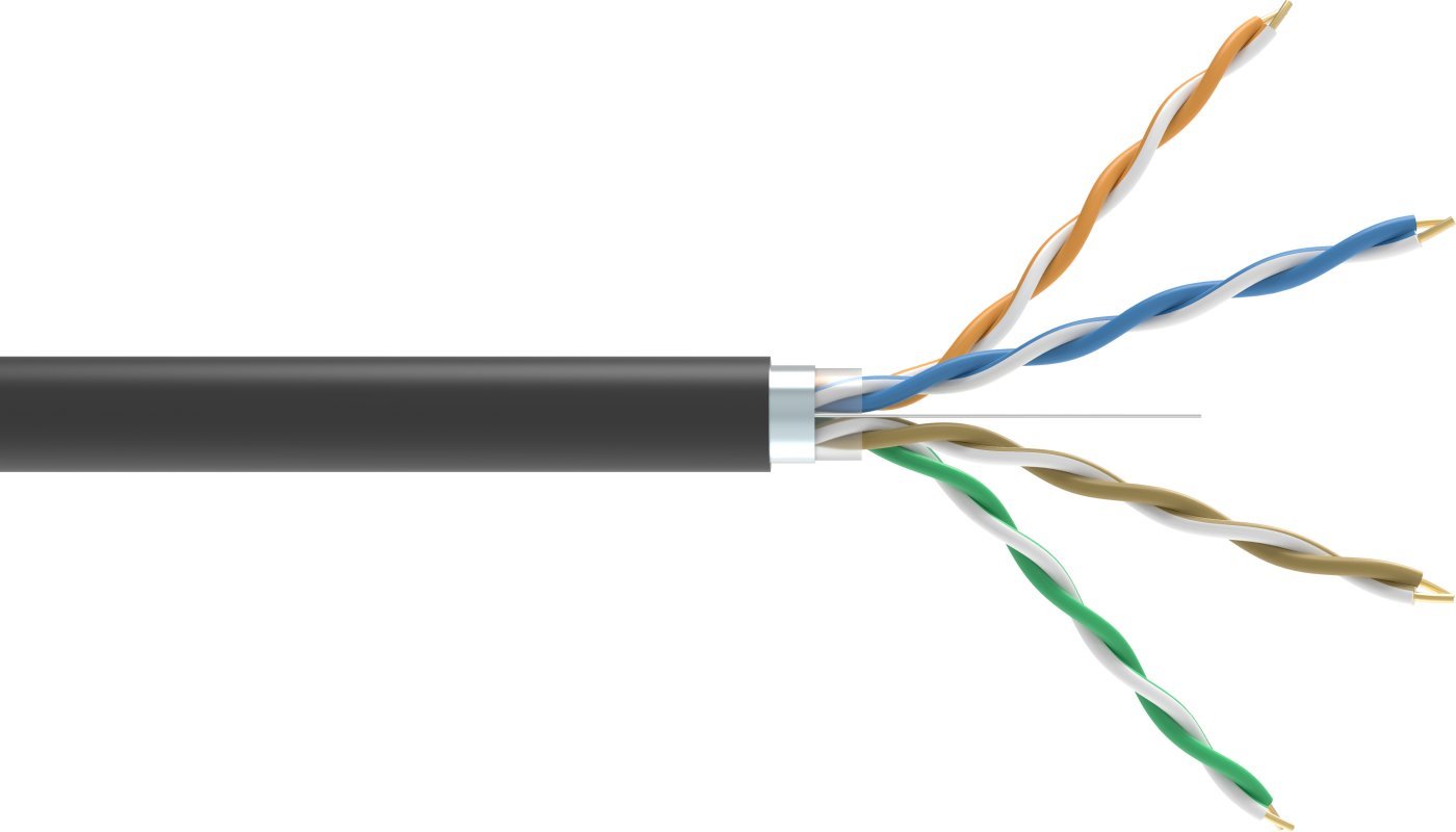 Conexpro FTP kabel venkovní, CAT5e, PE, 24 AWG, 1m, černý