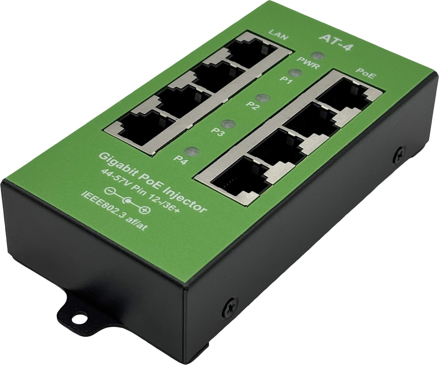 Conexpro Gigabitový aktivní PoE panel kovový, 4 porty, 802.3af/at